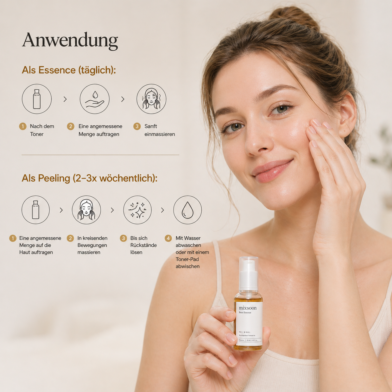 Mixsoon Bean Essence 50ml – K-Beauty 2-in-1 Hydrating Essence & Peeling für alle Hauttypen