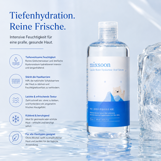Mixsoon Glacier Water Hyaluronic Acid Serum 
300ml – K-Beauty Feuchtigkeitsserum für 
alle Hauttypen