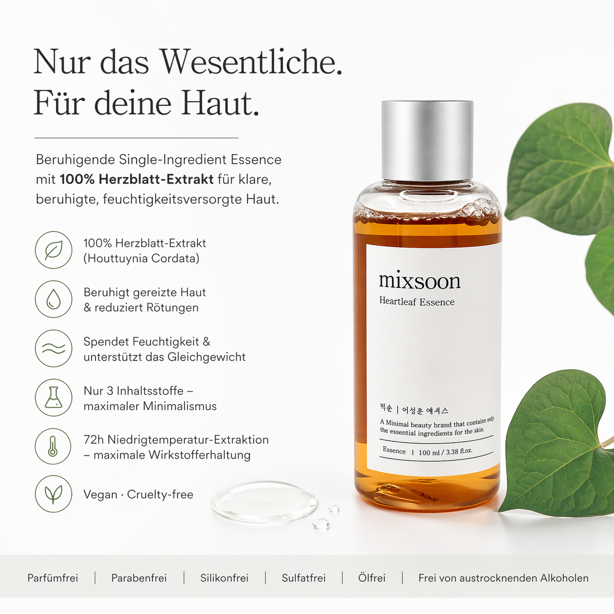 Mixsoon Heartleaf Essence 100ml – K-Beauty Beruhigungs-Essence für sensible Haut