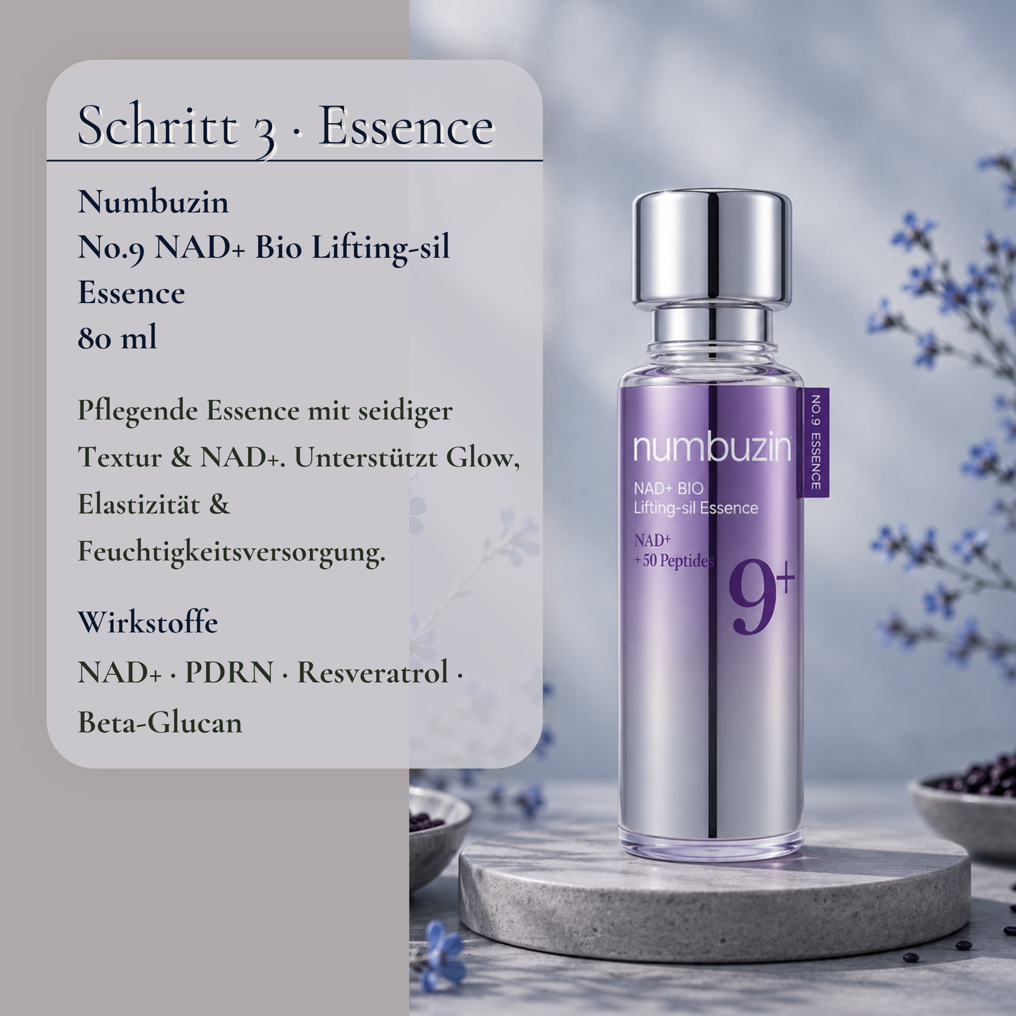 Numbuzin No.9 NAD+ Bio Lifting-sil Essence 80ml – pflegende Essence mit NAD+ für Glow und Elastizität