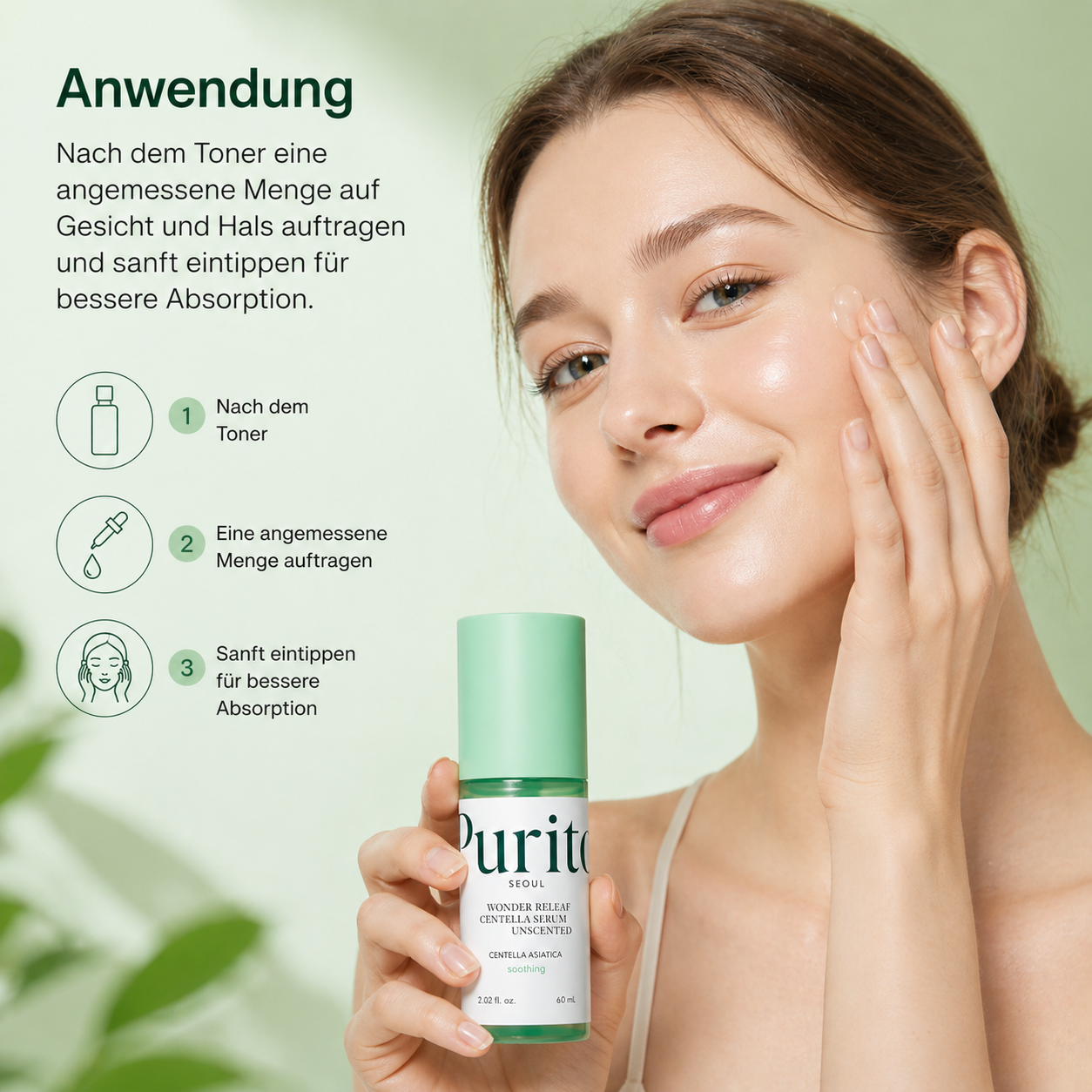 Purito Wonder Releaf Centella Serum Unscented 60ml – K-Beauty Beruhigungsserum für sensible Haut