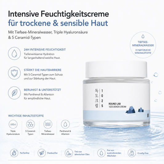 Round Lab 1025 Dokdo Cream 80ml – K-Beauty Feuchtigkeitscreme für trockene und sensible Haut