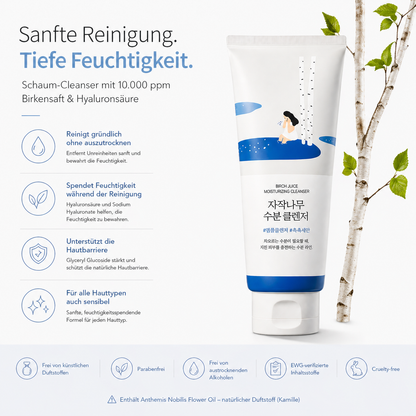 Round Lab Birch Juice Moisturizing Cleanser 150ml – K-Beauty Schaum-Cleanser für alle Hauttypen
