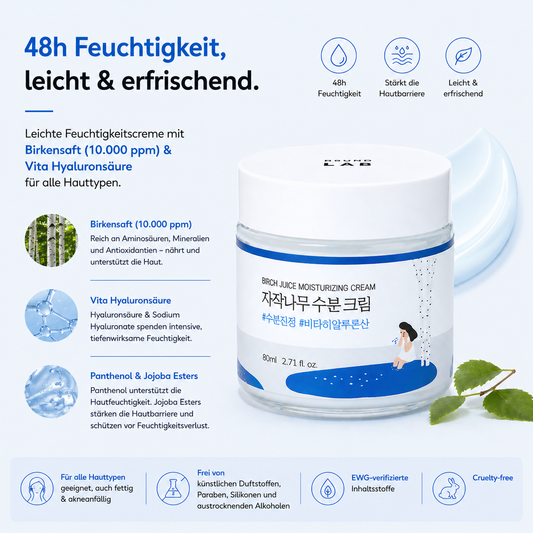 Round Lab Birch Juice Moisturizing Cream 80ml – K-Beauty Feuchtigkeitscreme für alle Hauttypen