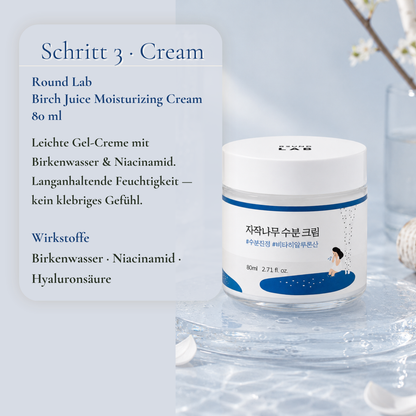 Round Lab Birch Juice Moisturizing Cream 80ml – leichte Gel-Creme mit Birkenwasser und Hyaluronsäure