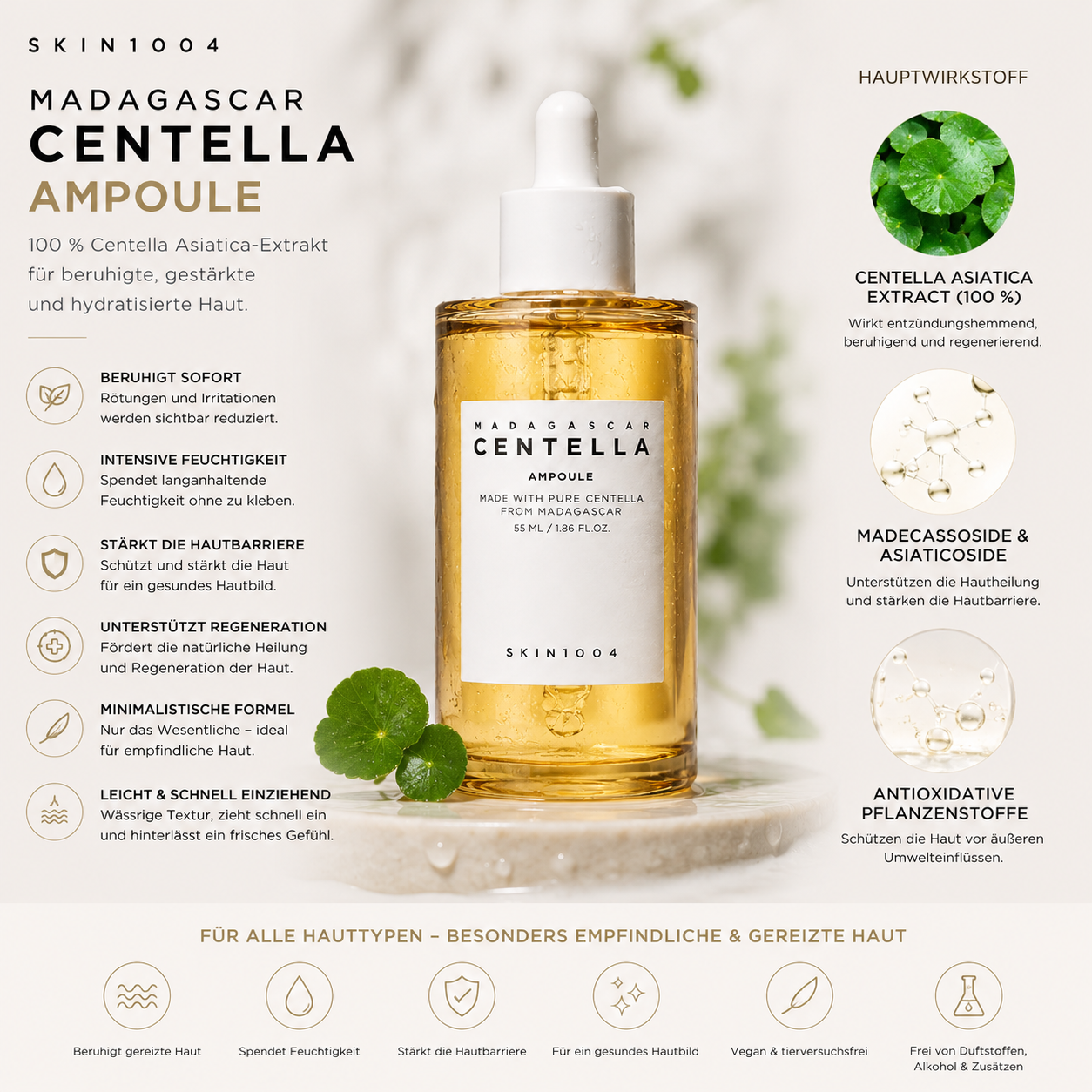 Skin1004 Centella Ampoule Textur – ultraleichtes wässriges Serum mit Centella Asiatica