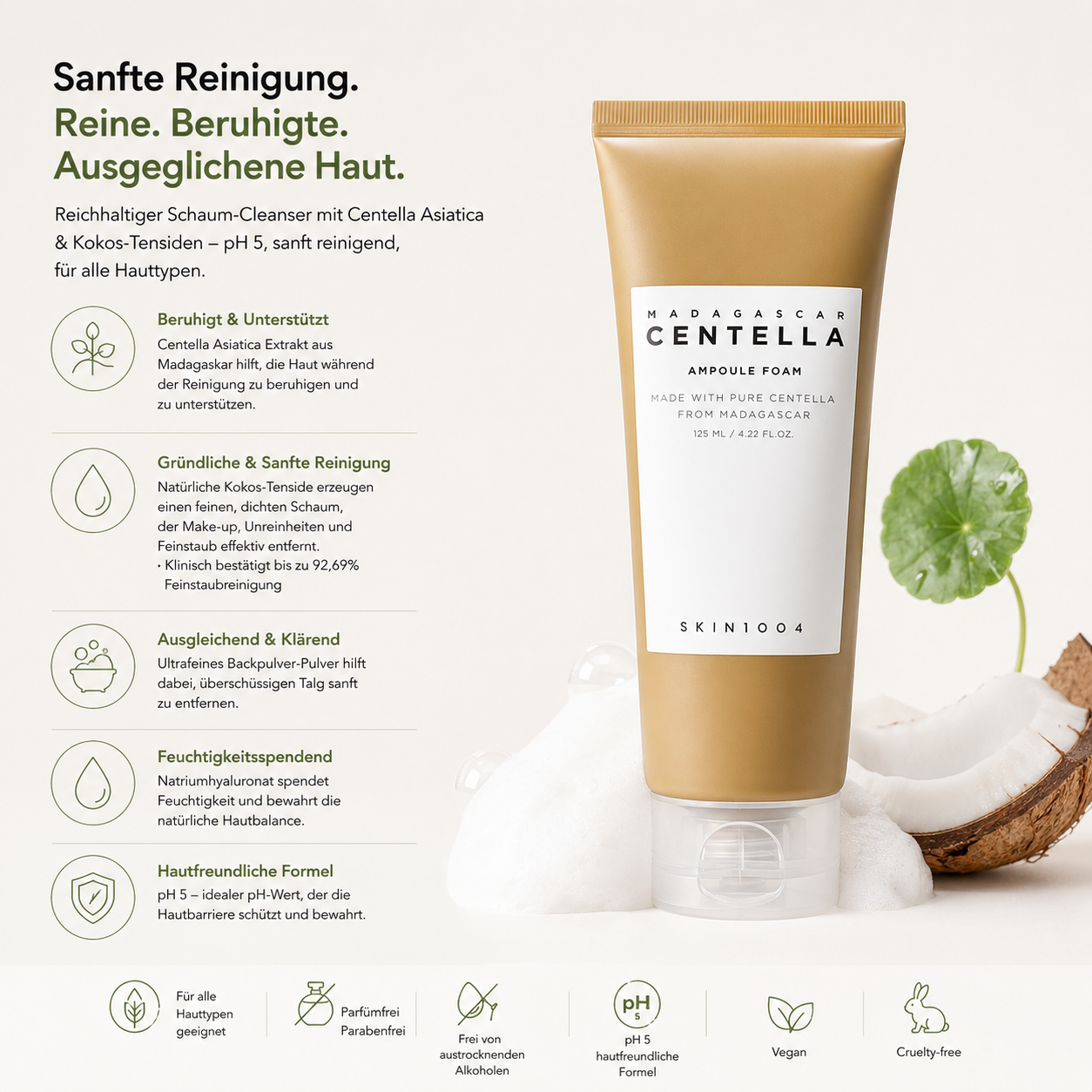 Skin1004 Madagascar Centella Ampoule Foam 125ml – K-Beauty Schaum-Cleanser für alle Hauttypen