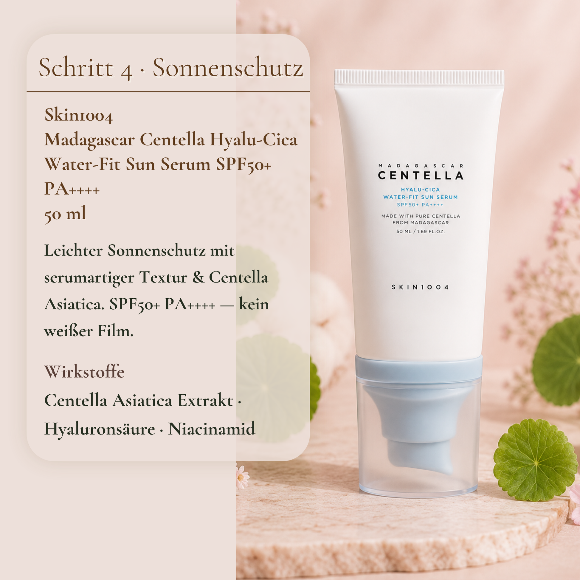 Skin1004 Madagascar Centella Hyalu-Cica Water-Fit Sun Serum SPF50 50ml – leichter Sonnenschutz für empfindliche Haut