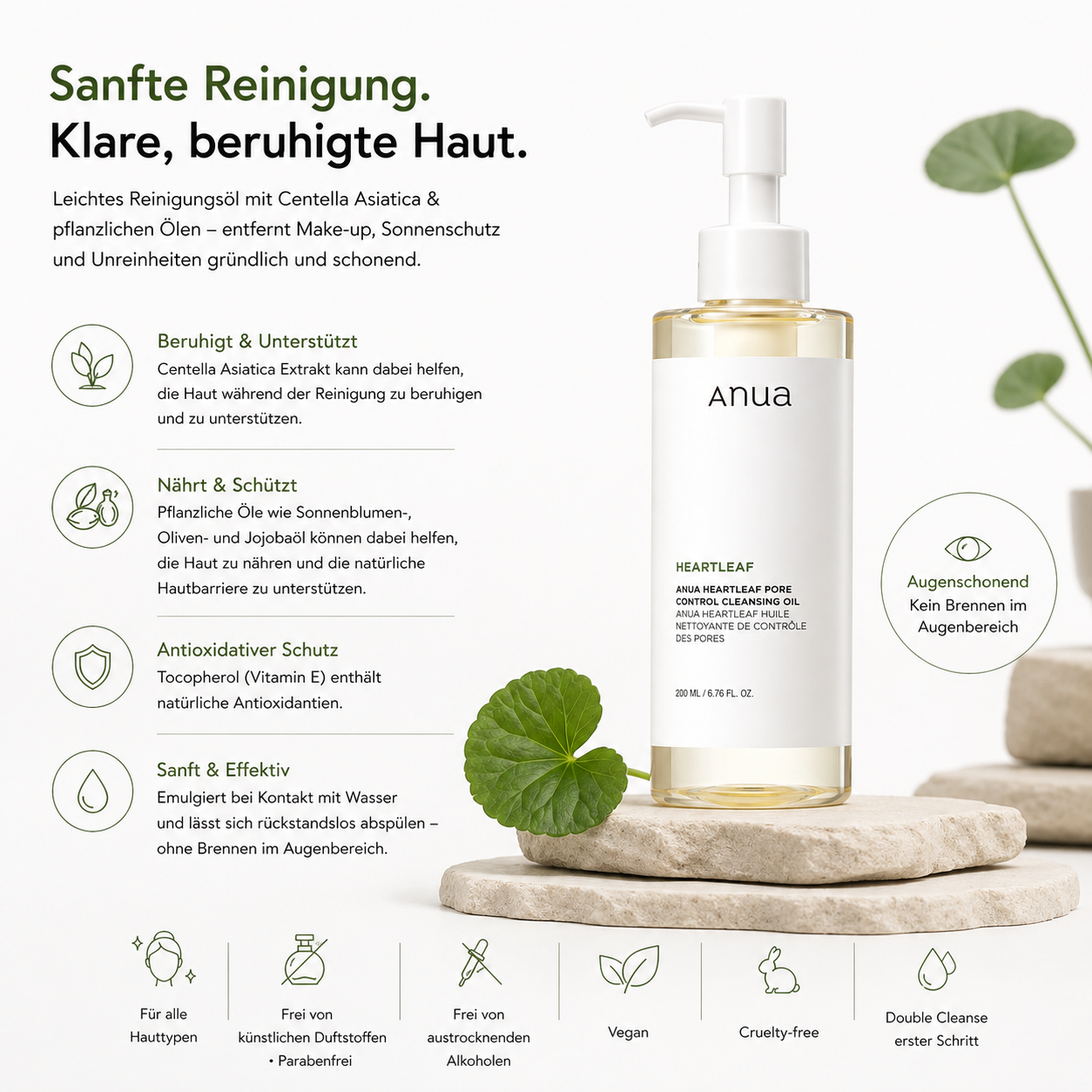 Anua Heartleaf Cleansing Oil Textur – emulgiert mit Wasser zu milchiger Konsistenz