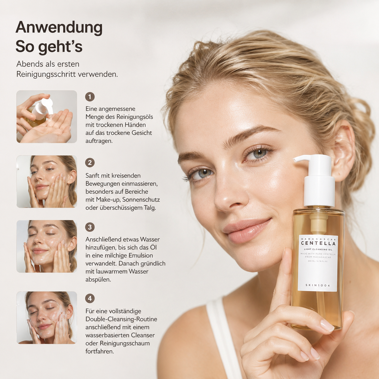 Koreanisches Reinigungsöl SKIN1004 Madagascar Centella zum Entfernen von Make-up Sonnenschutz und Talg