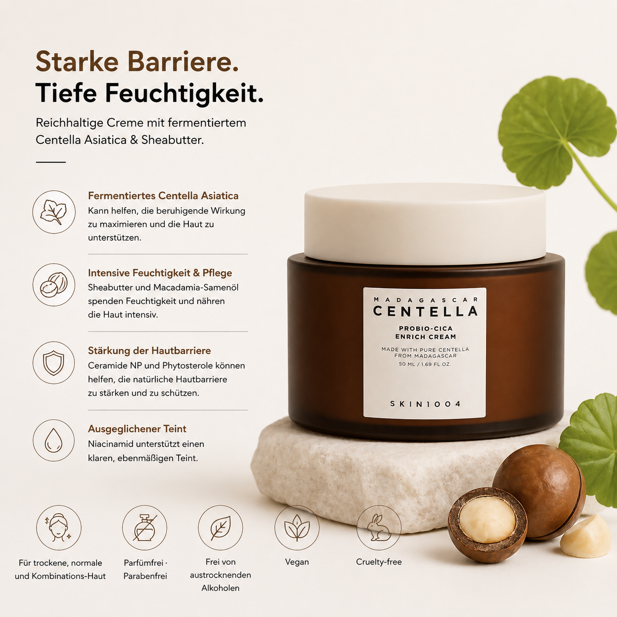 Skin1004 Madagascar Centella Probio-Cica Enrich Cream 50ml – K-Beauty Barriere-Creme für trockene Haut