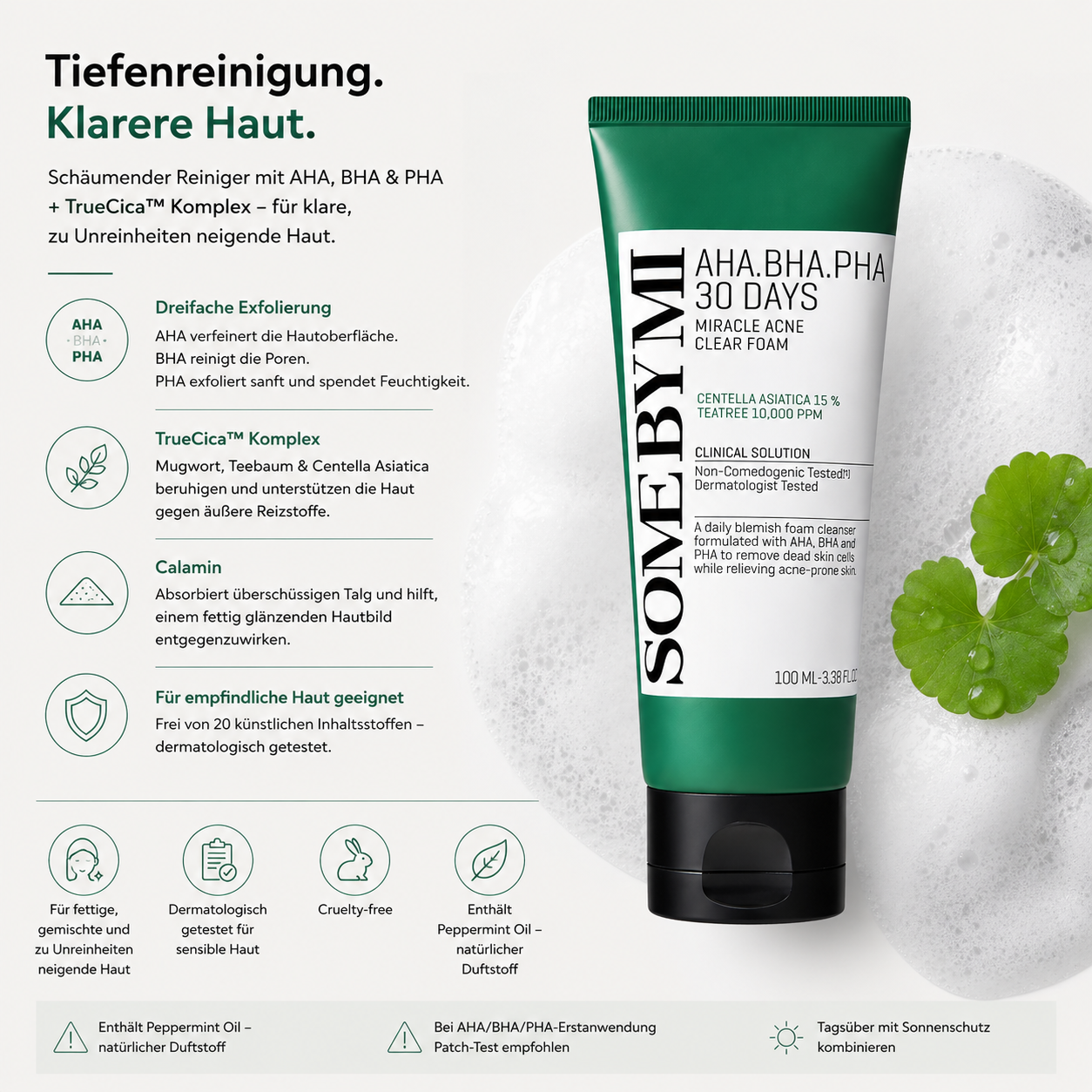 Some By Mi AHA BHA PHA Miracle Acne Clear Foam 100ml – K-Beauty Reiniger für zu Unreinheiten neigende Haut