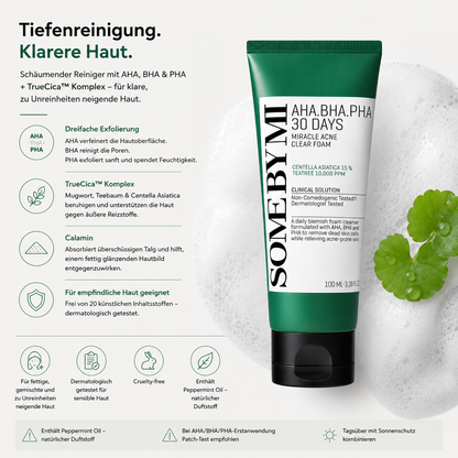 Some By Mi AHA BHA PHA Miracle Acne Clear Foam 100ml – K-Beauty Reiniger für zu Unreinheiten neigende Haut