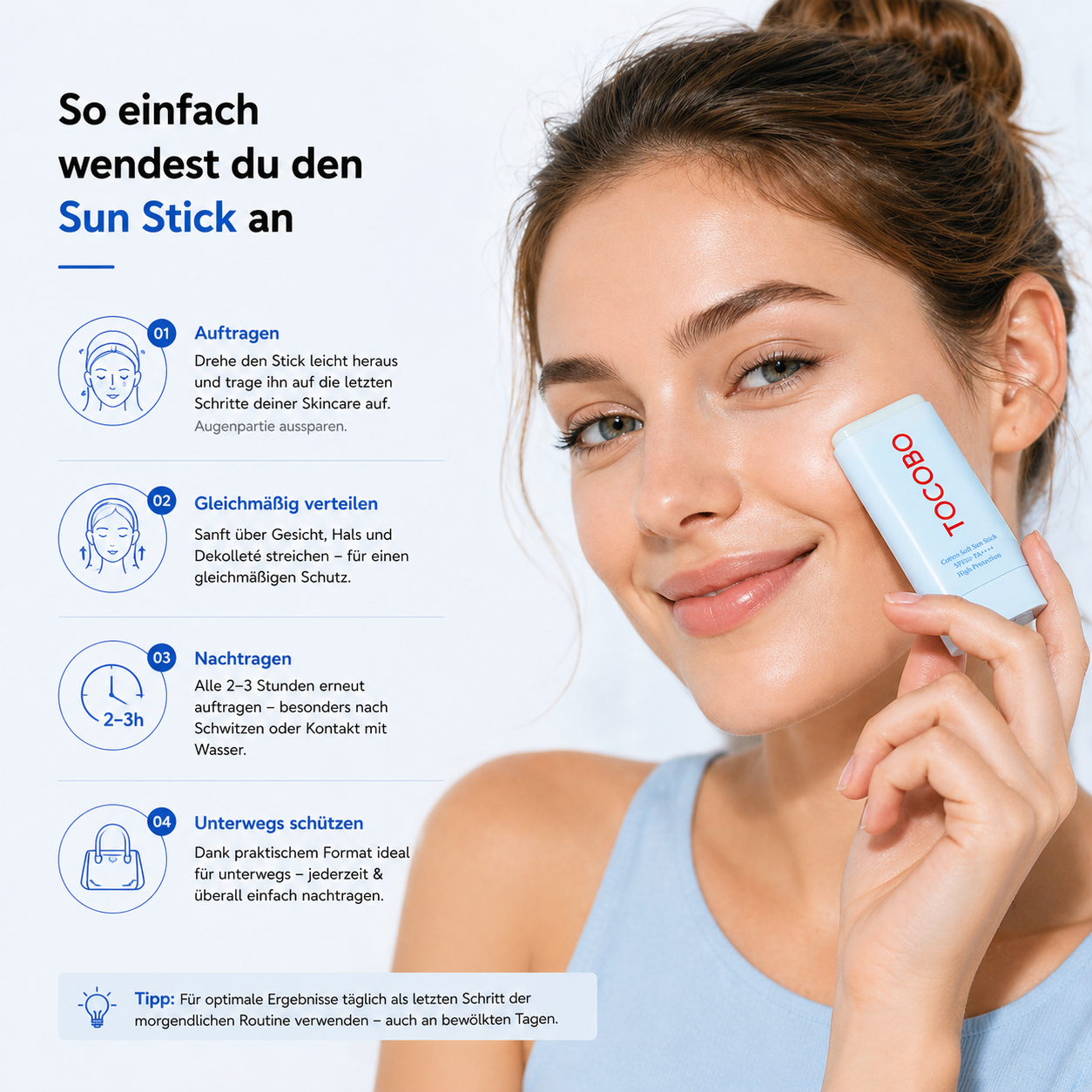 Tocobo Cotton Soft Sun Stick SPF50+ PA++++ 19g – K-Beauty Sonnenschutz-Stick für alle Hauttypen